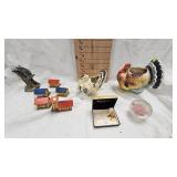 VintageTurkey Planter, Cufflinks, Cardboard Houses