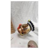 VintageTurkey Planter, Cufflinks, Cardboard Houses