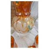Fenton Glass Marigold Carnival Glass Pitcher and Water Glass Set