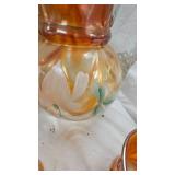 Fenton Glass Marigold Carnival Glass Pitcher and Water Glass Set