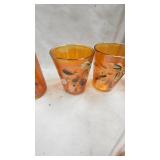 Fenton Glass Marigold Carnival Glass Pitcher and Water Glass Set