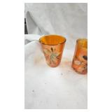 Fenton Glass Marigold Carnival Glass Pitcher and Water Glass Set