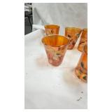 Fenton Glass Marigold Carnival Glass Pitcher and Water Glass Set