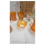 Fenton Glass Marigold Carnival Glass Pitcher and Water Glass Set