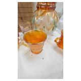 Fenton Glass Marigold Carnival Glass Pitcher and Water Glass Set
