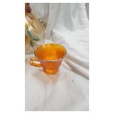 Fenton Glass Marigold Carnival Glass Pitcher and Water Glass Set