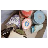 Beaded Purse, Wood Scarf Box,  vintage Powder Boxes