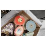 Beaded Purse, Wood Scarf Box,  vintage Powder Boxes