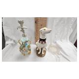 Dog Statue, Candle Holder, Pulled Glass Artwork Flower Vase