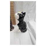 Fenton Glass Bell, Faberge Pattern and Cat Figurine, Vase