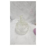 Fenton Glass Bell, Faberge Pattern and Cat Figurine, Vase