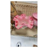 Fenton Glass Hobnail Bowl, Murano Glass Pink Satin Diamond Pattern Vanity Jar