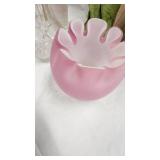 Fenton Satin Glass Vase, Peach Crest Fenton Vase, Misc