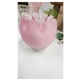 Fenton Satin Glass Vase, Peach Crest Fenton Vase, Misc