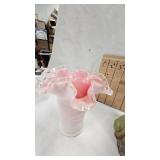 Fenton Satin Glass Vase, Peach Crest Fenton Vase, Misc
