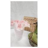 Fenton Satin Glass Vase, Peach Crest Fenton Vase, Misc