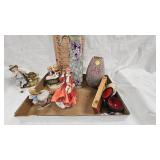 Nippon Vase,  Misc Porcelain Figures and Vintage Lamp