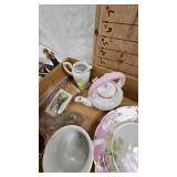 Domed Display and various glassware pieces