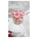 Fenton Rosalene glass Rose Bowl, Smoking Head Ashtray, Misc