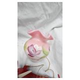 Fenton Rosalene glass Rose Bowl, Smoking Head Ashtray, Misc