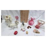 Fenton Cranberry Vase, Antique Glass Vase and More