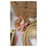 Vintage Church Décor, Mirror, Shell Art Picture