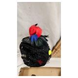 Bronze Puppy. Wicker Décor, Vintage Hats