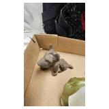 Bronze Puppy. Wicker Décor, Vintage Hats