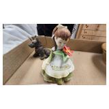 Bronze Puppy. Wicker Décor, Vintage Hats