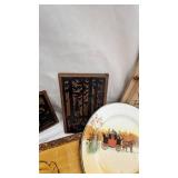 Vintage Plates, Photo Charm, Bell and Tablecloth