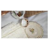 Vintage Plates, Photo Charm, Bell and Tablecloth