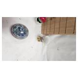 Paperweight, Bowl, Figures, 2 Vaseline Glass Teacups