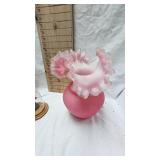 Fenton Peach Crest Vase and Turkey Planter