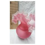 Fenton Peach Crest Vase and Turkey Planter