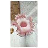Fenton Peach Crest Vase and Turkey Planter