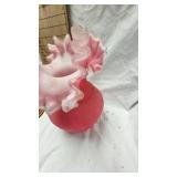 Fenton Peach Crest Vase and Turkey Planter