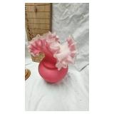 Fenton Peach Crest Vase and Turkey Planter