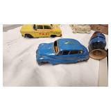 Mid Century Tin Toy Car, Wood Car, Miniatures, Peter Rabbit Book