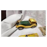 Mid Century Tin Toy Car, Wood Car, Miniatures, Peter Rabbit Book