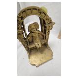 Bronze Bookends, Springtime Girl and Bird Swing Set