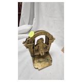 Bronze Bookends, Springtime Girl and Bird Swing Set