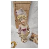 Bronze Bookends, Springtime Girl and Bird Swing Set