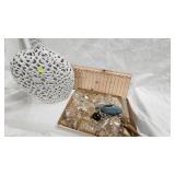 White Ceramic Filligrie Vase and perfume bottles