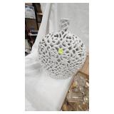 White Ceramic Filligrie Vase and perfume bottles