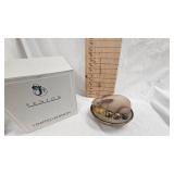 Fenton Art Glass, Hand Painted Folkart Bunny Nest with Box