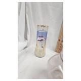 Glass Christmas Tree, Wood Building, Hand Painted Pictures
