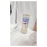 Glass Christmas Tree, Wood Building, Hand Painted Pictures