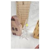 Glass Christmas Tree, Wood Building, Hand Painted Pictures