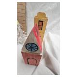 Glass Christmas Tree, Wood Building, Hand Painted Pictures