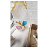 Variety of Vintage Figurines, Christmas Décor and Pulled Glass Vase